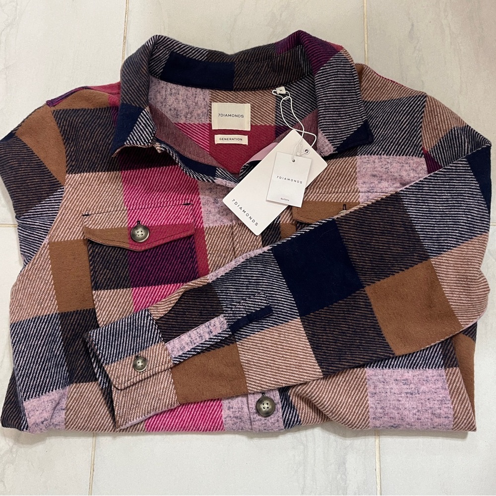 7Diamonds Generation Plaid Button-Up Jacket | Multicolor | NWT